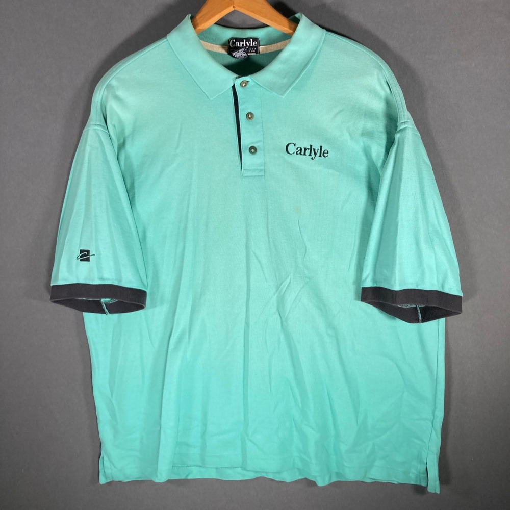 Carlyle Mens Polo‎ Shirt XL Turquoise Golf Short Sleeve Cotton Casual